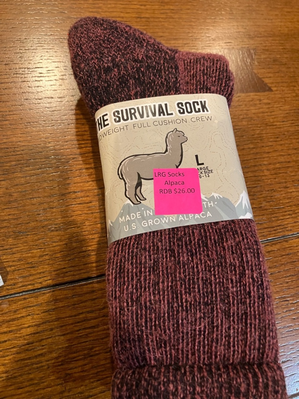 Alpaca Crew Socks - Burgundy